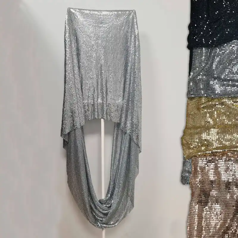 Tela Tubular Metalizada Plateada160x50cm Nueva Colección