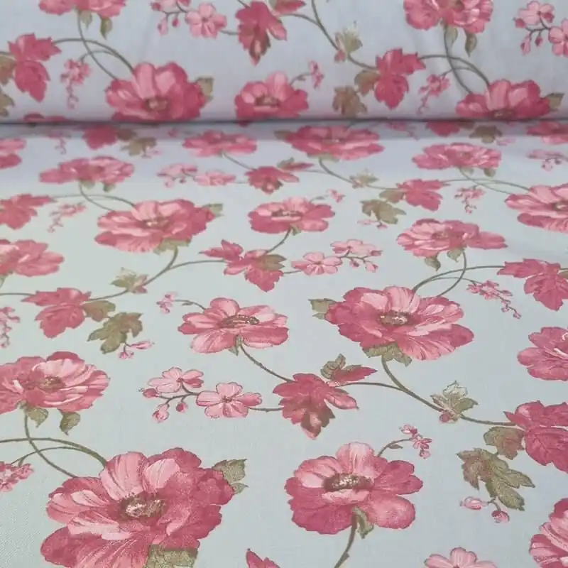Tela de Viella Celeste Grisaceo Flores 100% algodón (ancho 1,50M) Compra Ahora