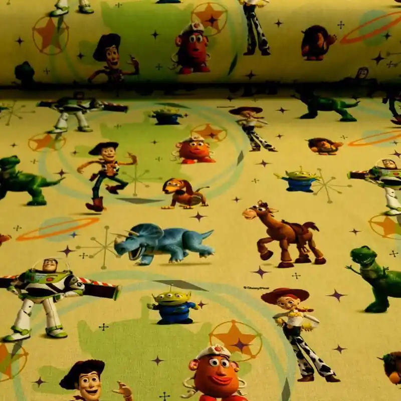Tela de Popelín 100% Algodón Toy Story Verde (ancho 1,40M) Súper Precio