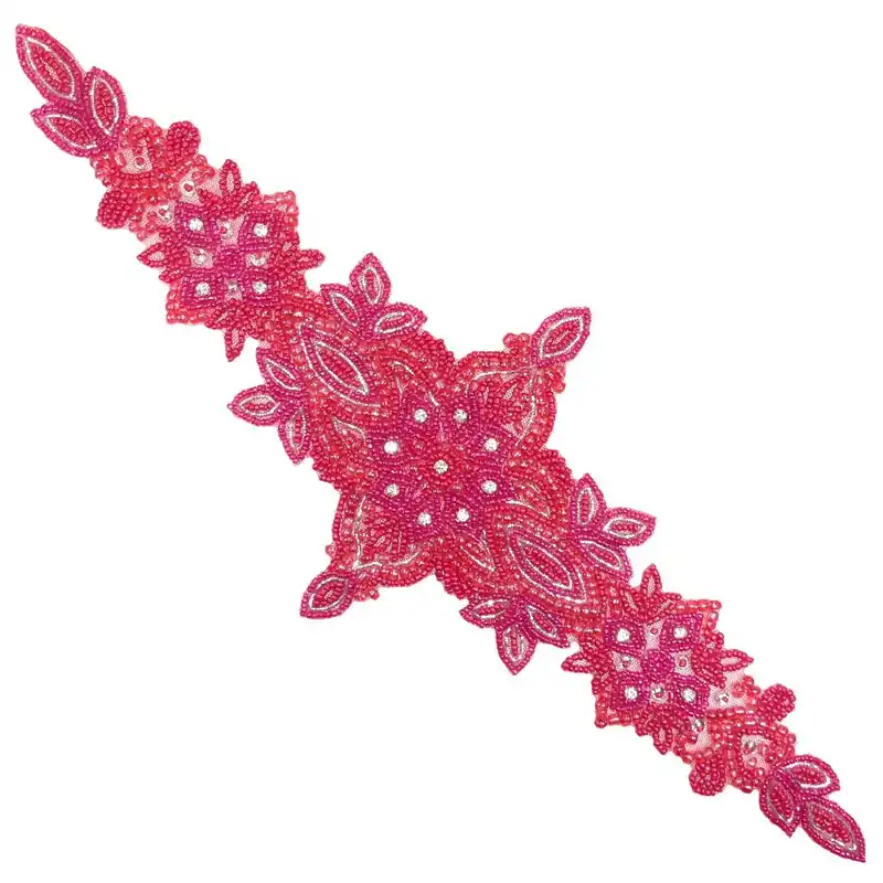 Precio Rebajado Aplicación de rocalla y strass 38x14cm. Rojo - Rojo 03