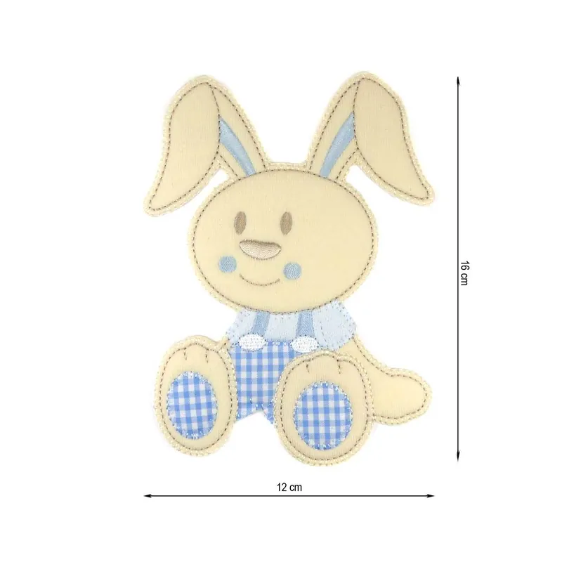 Últimas Unidades Parche termo Conejo peto cuadros 12x16cm. Varios colores - Marrón 04