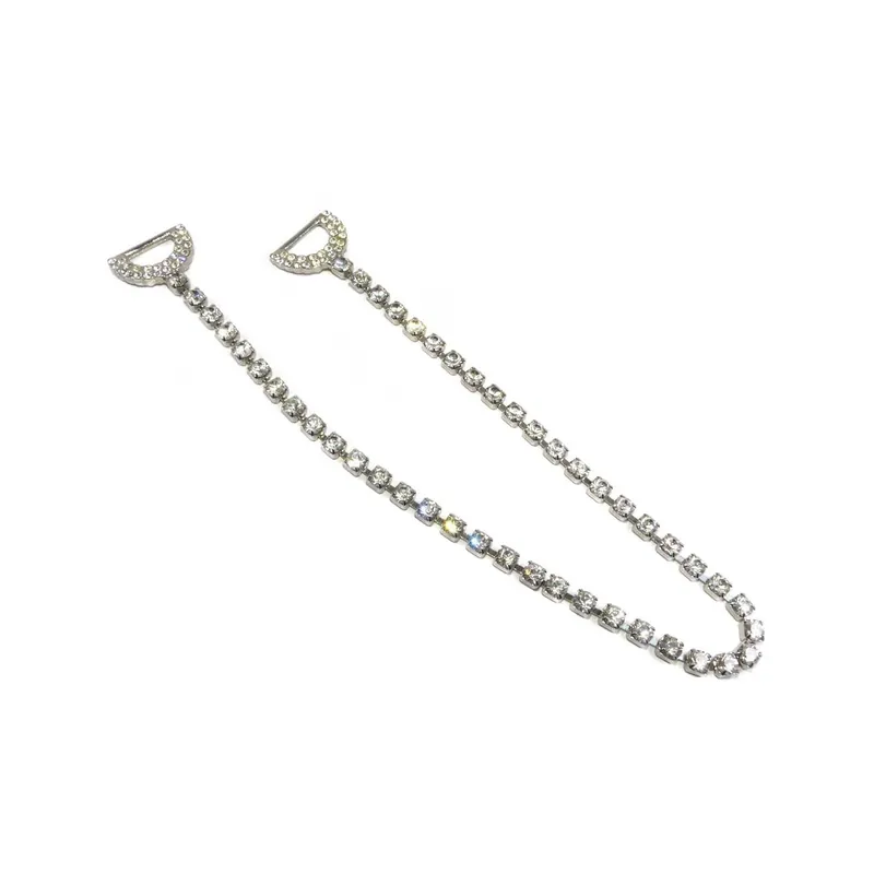 Trabilla plateada cadena con strass 30cm - Metalizado Plata Gran Oferta