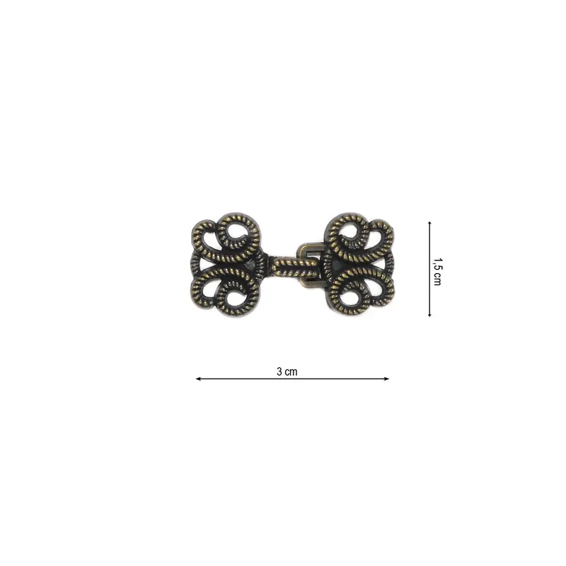 Últimas Unidades Broche metálico corchete de cordón oro viejo 30x15mm - Metalizado Oro viejo