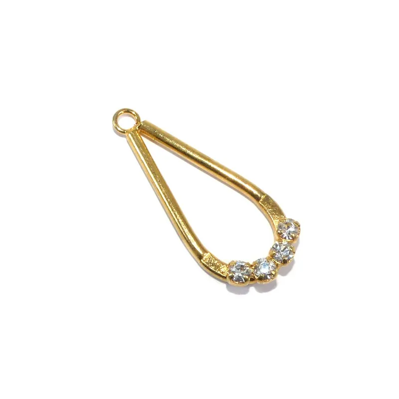 Adorno de metal dorado ovalado con strass - Metalizado Oro Mayoreo